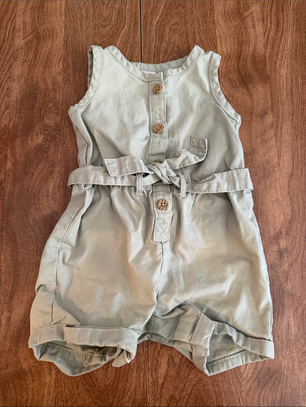 Carters - Olive Utility Romper with Tie Belt